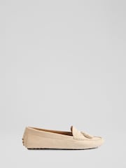 LK Bennett Natural Les Lie Almond Leather Tassel Moccasin Loafers - Image 1 of 4
