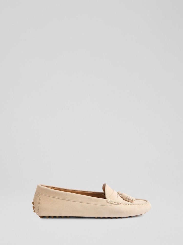 LK Bennett Natural Leather Tassel Moccasin Loafers - Image 1 of 4 LK Bennett Natural Leather Tassel Moccasin Loafers - Image 1 of 4