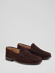 LK Bennett Brown Solo Leather Penny Slot Tuxe Loafers - Image 2 of 4