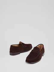 LK Bennett Brown Solo Leather Penny Slot Tuxe Loafers - Image 3 of 4