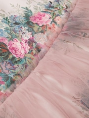 Monsoon Pink Charlotte Short Sleeve Floral Print Tulle Dress - Image 4 of 4