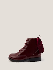 Monsoon Red Bow Patent Lace Up Boots - Image 2 of 3