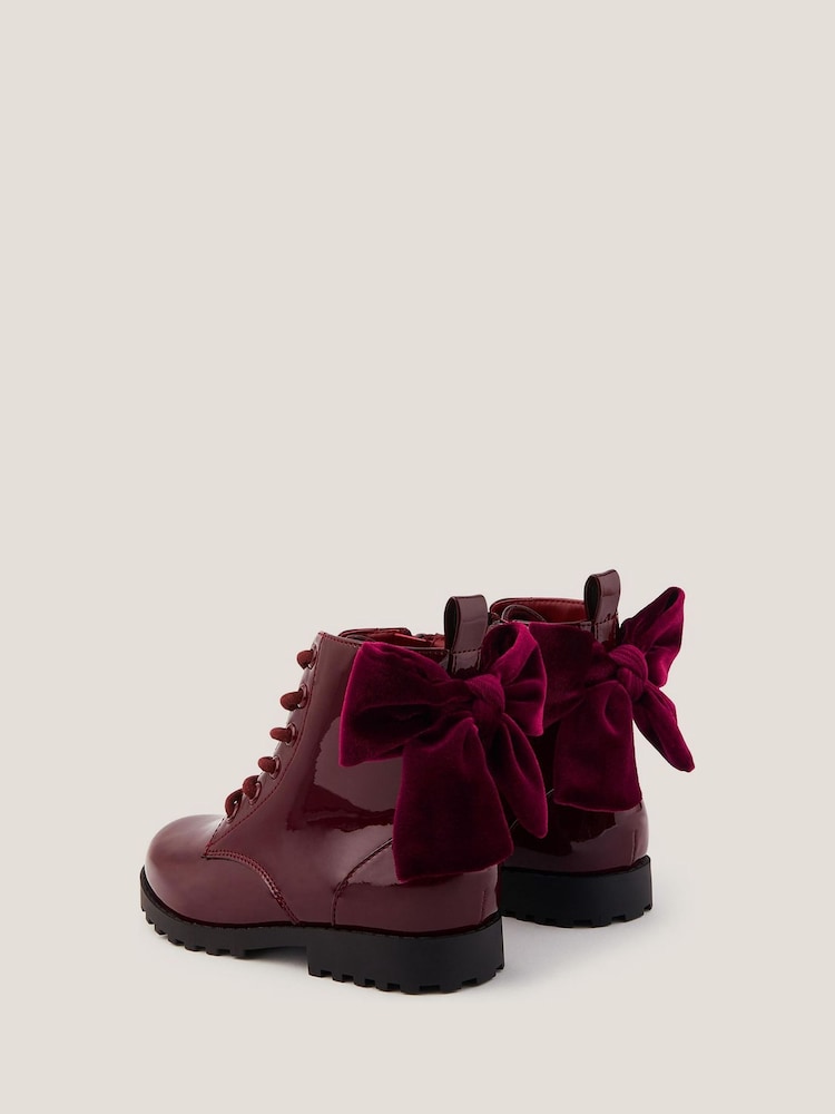 Monsoon Red Bow Patent Lace Up Boots - Image 3 of 3 Monsoon Red Bow Patent Lace Up Boots - Image 3 of 3