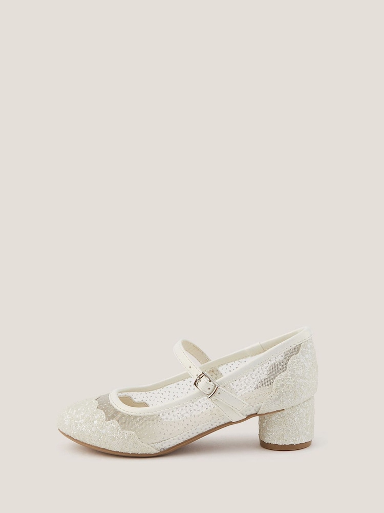 Monsoon Natural Annabelle Glitter Mesh Heels - Image 1 of 3 Monsoon Natural Annabelle Glitter Mesh Heels - Image 1 of 3