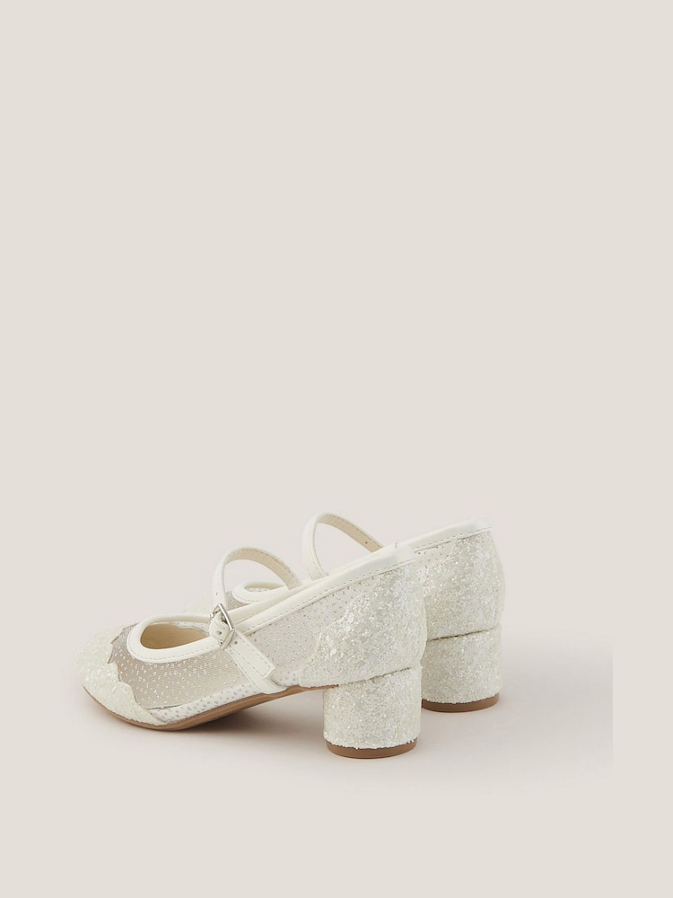 Monsoon Natural Annabelle Glitter Mesh Heels - Image 3 of 3 Monsoon Natural Annabelle Glitter Mesh Heels - Image 3 of 3