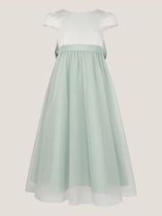 Monsoon Green Short Sleeve Satin Tulle Bridesmaid Dress - Image 1 of 3