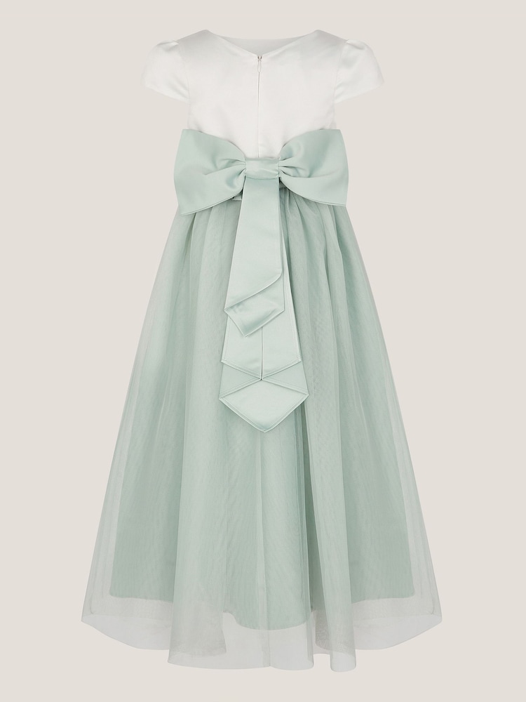 Monsoon Green Short Sleeve Satin Tulle Bridesmaid Dress - Image 2 of 3