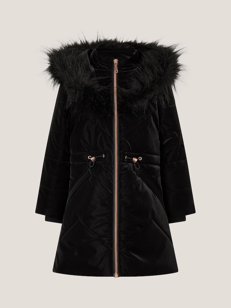 Monsoon Black Faux Fur Hood Padded Coat - Image 1 of 1