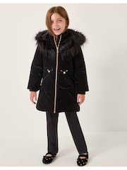 Monsoon Black Faux Fur Hood Padded Coat - Image 2 of 5