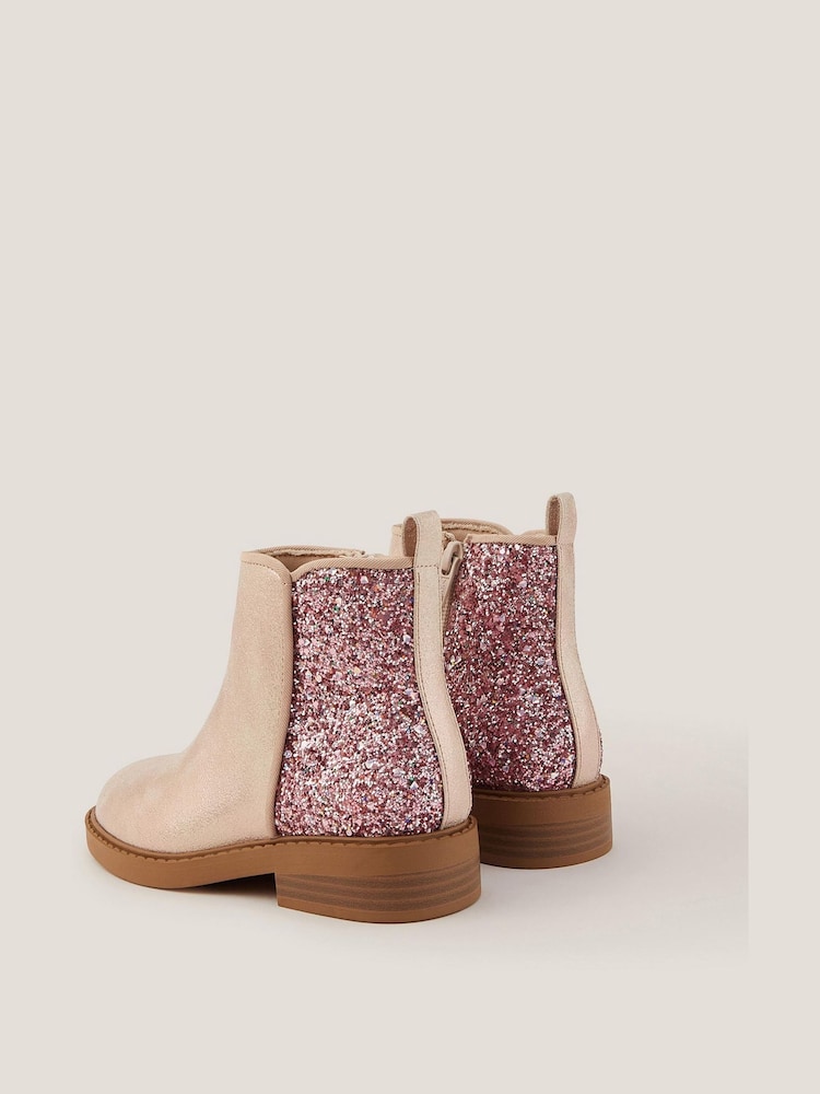 Monsoon Pink Glitter Ankle Boots - Image 2 of 2 Monsoon Pink Glitter Ankle Boots - Image 2 of 2