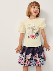 Monsoon Blue Floral Horse Print Satin Skirt - Image 1 of 4