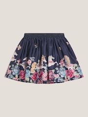 Monsoon Blue Floral Horse Print Satin Skirt - Image 2 of 4