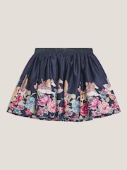 Monsoon Blue Floral Horse Print Satin Skirt - Image 3 of 4