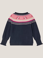 Monsoon Blue Unicorn Fair Isle Cardigan - Image 3 of 4