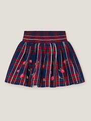 Monsoon Red Floral Print Embroidered Tartan Skirt - Image 3 of 4
