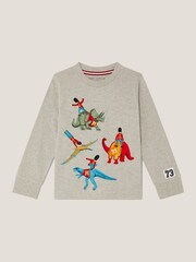 Monsoon Grey Varisty Dinosaur Long Sleeve Top - Image 1 of 3
