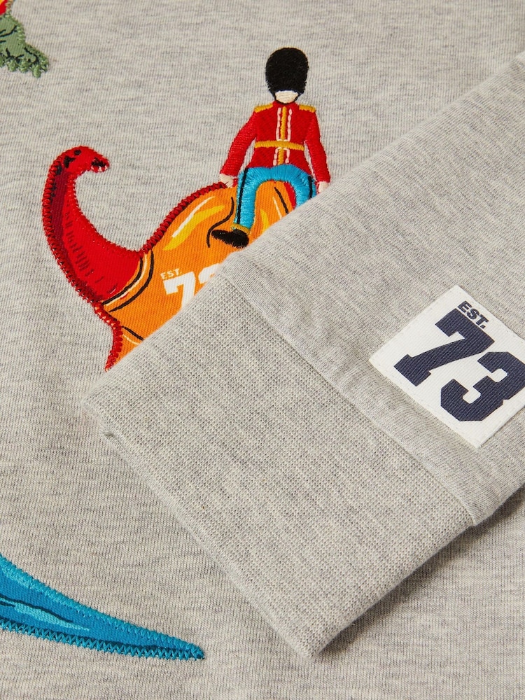 Monsoon Grey Varisty Dinosaur Long Sleeve Top - Image 3 of 3