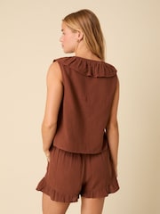 Nobodys Child Brown Tina Ruffle Tie Front Top - Image 2 of 5