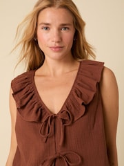 Nobodys Child Brown Tina Ruffle Tie Front Top - Image 5 of 5