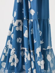 LK Bennett Blue Rumi China Birch Georgette Block Print Maxi Skirt - Image 4 of 4