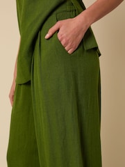 Nobodys Child Green Parker Linen Blend Parker Wide Leg Trousers - Image 5 of 5