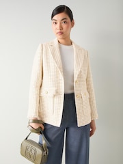 LK Bennett Brown Julia Tweed Check Pocket Detail Jacket - Image 2 of 4