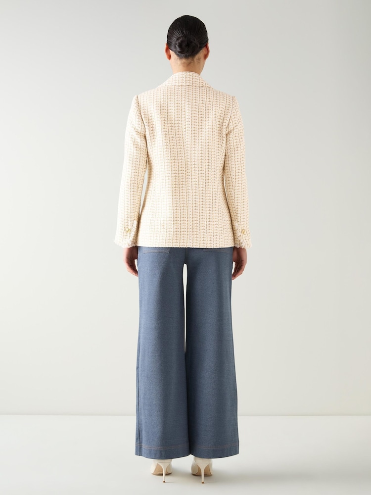 LK Bennett Brown Julia Tweed Check Pocket Detail Jacket - Image 4 of 4