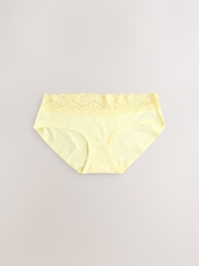Lemon Yellow Short Cotton and Lace Knickers 10 Pack - Image 13 of 15