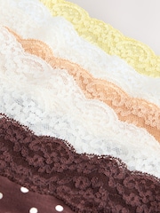 Lemon Yellow Short Cotton and Lace Knickers 10 Pack - Image 14 of 15