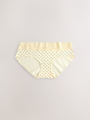 Lemon Yellow Short Cotton and Lace Knickers 10 Pack - Image 8 of 15