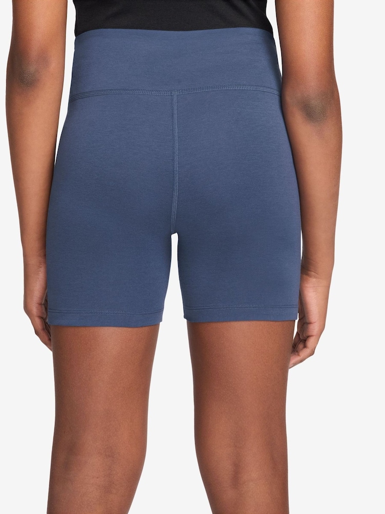 Nike Mystic Navy 5 Inch High Waisted Bike Shorts - Image 2 of 4 Nike Mystic Navy 5 Inch High Waisted Bike Shorts - Image 2 of 4
