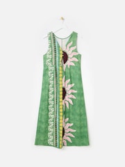 Oliver Bonas Green Sun Print Sleeveless Midi Dress - Image 4 of 7