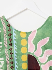 Oliver Bonas Green Sun Print Sleeveless Midi Dress - Image 5 of 7