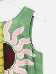Oliver Bonas Green Sun Print Sleeveless Midi Dress - Image 6 of 7