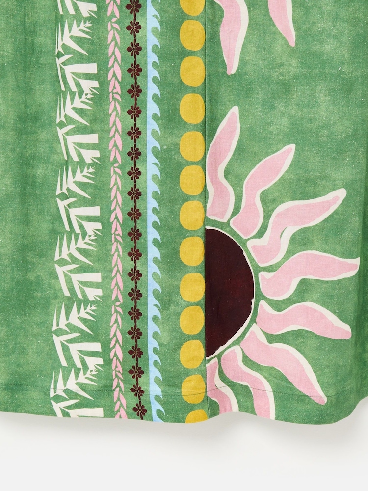 Oliver Bonas Green Sun Print Sleeveless Midi Dress - Image 7 of 7