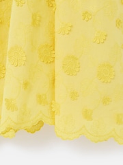 Oliver Bonas Yellow 3D Floral Print Textured Puff Sleeve Midi Dress - Image 7 of 7