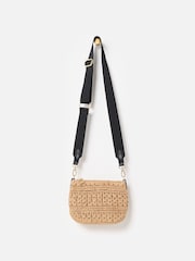 Oliver Bonas Brown Paddie Straw Weave Cross-Body Bag - Image 1 of 7