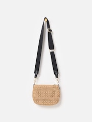Oliver Bonas Brown Paddie Straw Weave Cross-Body Bag - Image 2 of 7
