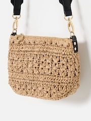 Oliver Bonas Brown Paddie Straw Weave Cross-Body Bag - Image 3 of 7