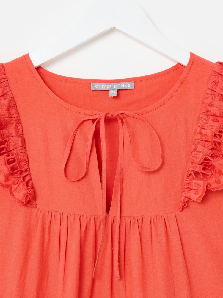 oliver bonas orange dress Buy Oliver Bonas Orange Mini Coral Ladder Trim Tiered Dress from Next USA