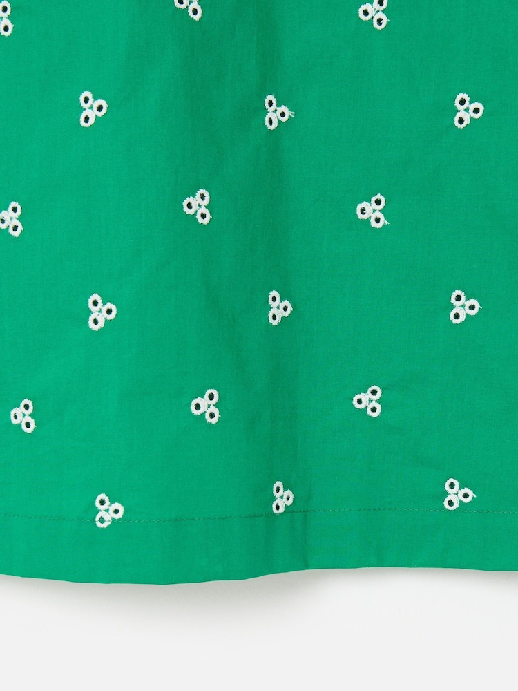 Oliver Bonas Green Embroidered Frill Sleeve Top - Image 7 of 7