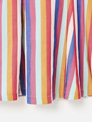 Oliver Bonas Blue Mini Rainbow Striped Puff Sleeve Dress - Image 7 of 7