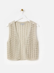 Oliver Bonas Gold Sparkle Open Front Knitted Waistcoat - Image 3 of 7