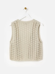 Oliver Bonas Gold Sparkle Open Front Knitted Waistcoat - Image 4 of 7