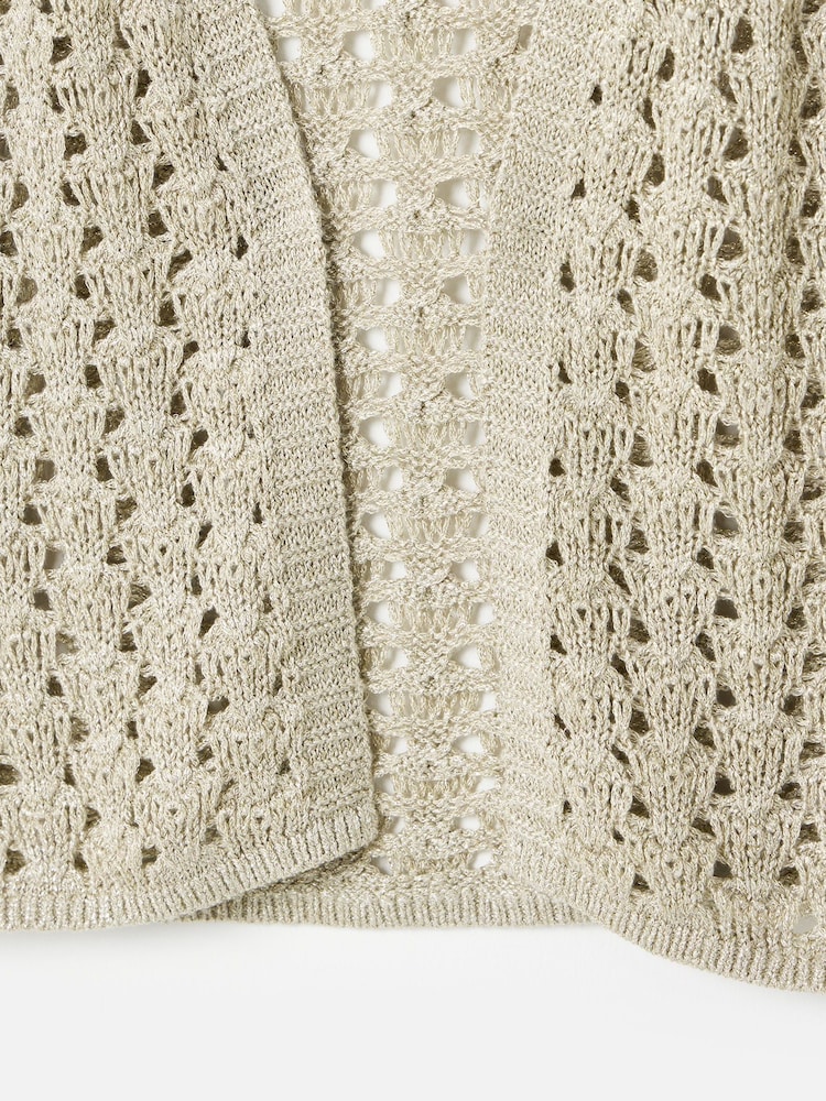 Oliver Bonas Gold Sparkle Open Front Knitted Waistcoat - Image 7 of 7