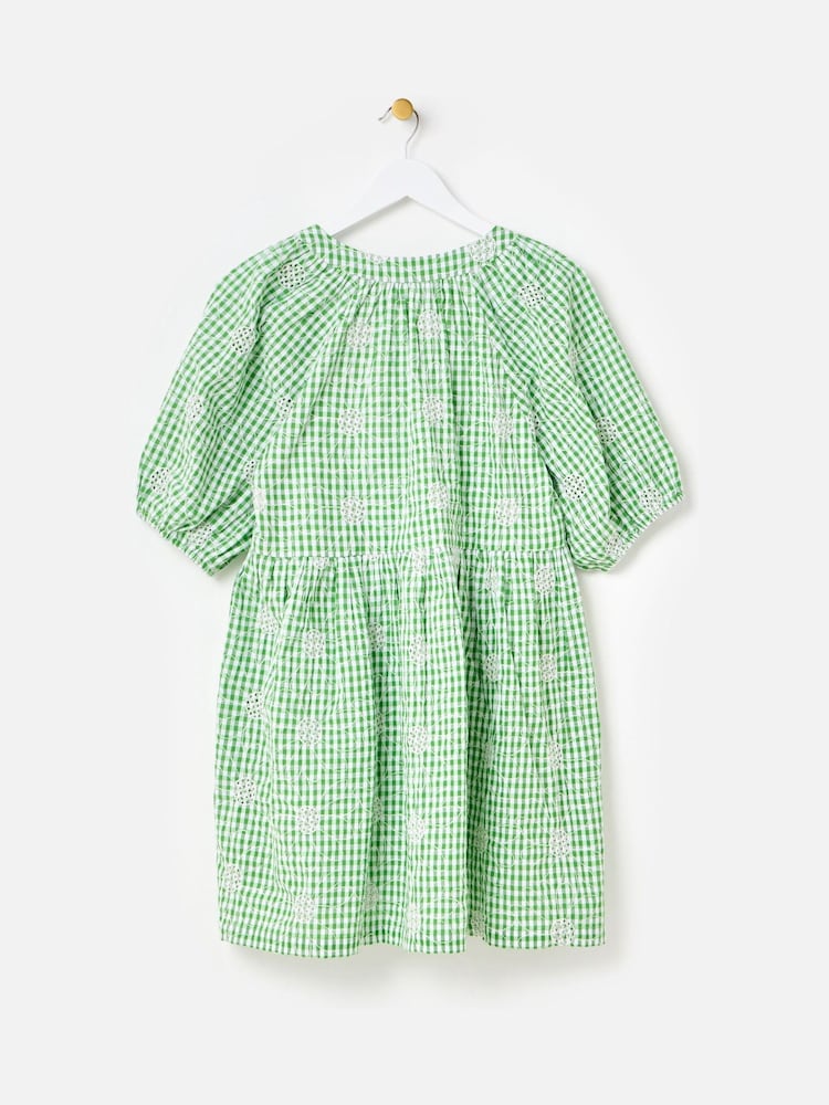 green emerald velvet dress Sage Gingham Smock Dress – AnyaParkerJames main image 1