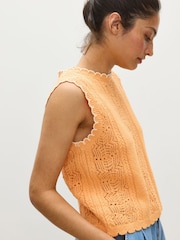 Oliver Bonas Orange Textured Stripe Knitted Vest - Image 2 of 7