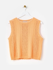 Oliver Bonas Orange Textured Stripe Knitted Vest - Image 3 of 7