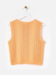 Oliver Bonas Orange Textured Stripe Knitted Vest - Image 4 of 7