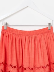 Oliver Bonas Orange Coral Scalloped Cutwork Tiered Midi Skirt - Image 5 of 7
